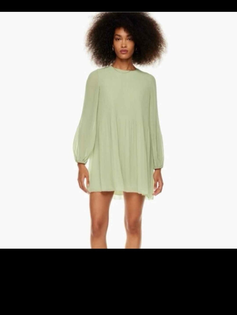 Daydreamer Light Sage Green Balloon Sleeve Mini Dress Size Med